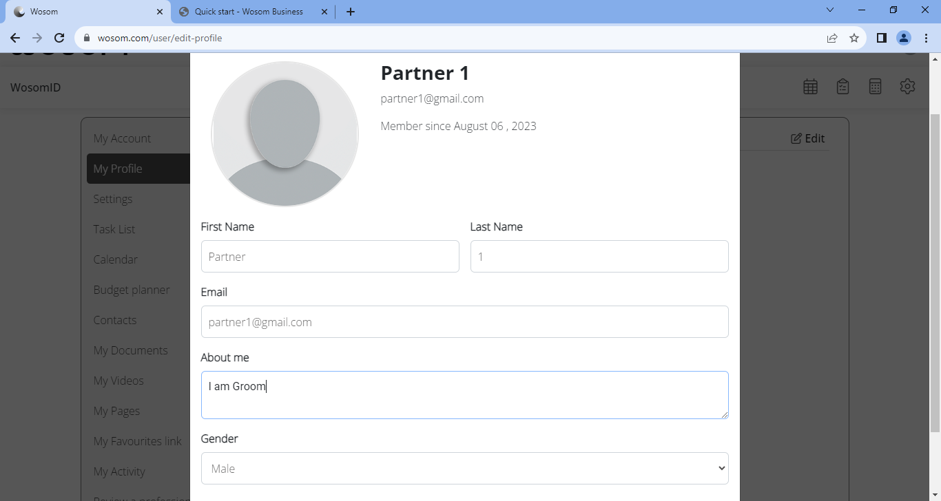 How to Edit Wosom Profile Page