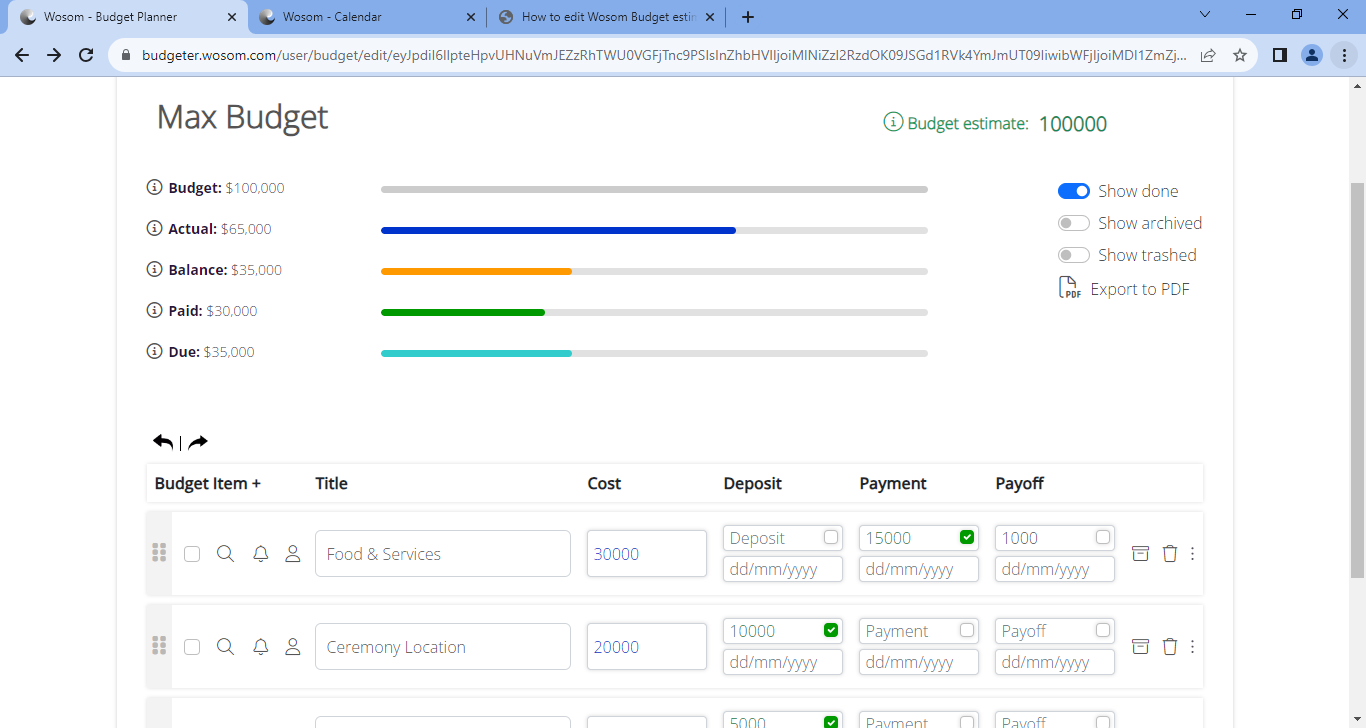 Add a Max Budget in Budget Estimator